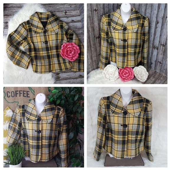Yellow Plaid Women's Blazer - Picture 2 of 8